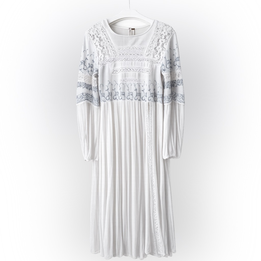 Free People Sweet Sunny Days Lace Midi Tunic Dress L - Picture 2 of 15